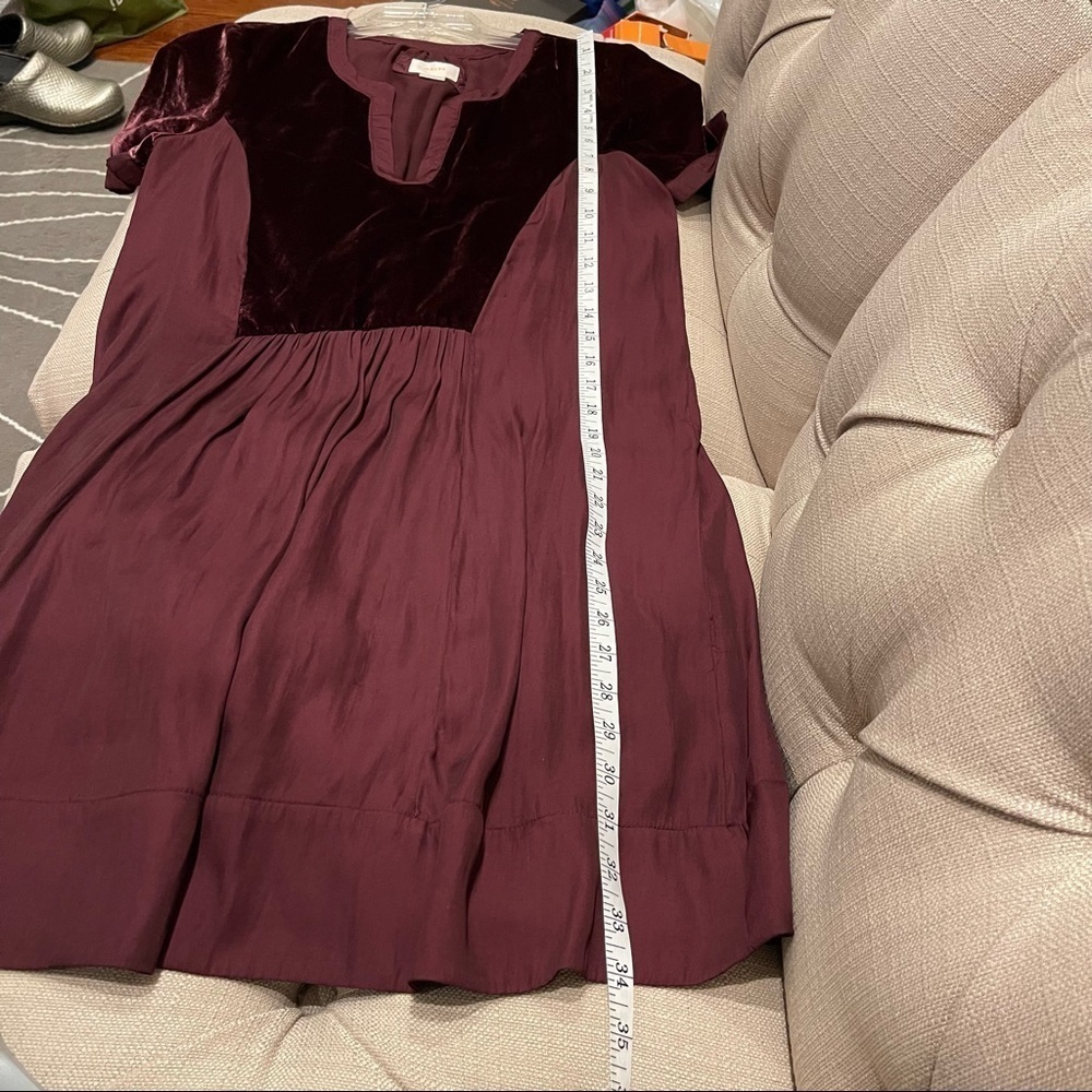 Anthropologie Maeve Women’s Small Ingrid Velvet Dress Burgundy - Picture 10 of 10